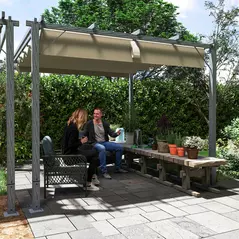 Outsunny 3 x 3 m Retractable Roof Pergola - Grey - 7
