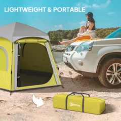 Outsunny Instant Pop Up Camping Tent, 2/3/4 Person Easy Setup Dome Family Tent with Vestibule, Rainfly, 4 Mesh Windows & 2 Doors, Hexagonal Design, Waterproof & UV Protected, Yellow Green - 8