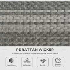 Outsunny Seven-Piece Firepit Table Rattan Sofa Set - Grey - 4