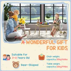 AIYAPLAY 3-Piece Kids Table and Chairs Set with Convertible Desk and Storage Grid, Kids Activity Table for Nursery, Playroom - 5