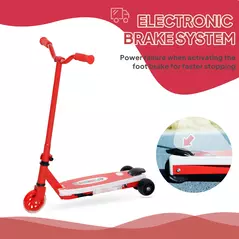 AIYAPLAY Electric Scooter for Kids Aged 4-7 Years, with Flashing LED Lights, Rear Auxiliary Wheels, Red - 7