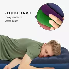 Outsunny Single Air Bed with Hand Pump, Inflatable Mattress with Flocked Surface for Guest, Camping, Travel, 191 x 73 x 22cm, Blue - 6