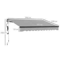 Outsunny 3 x 2.5m Electric Awning with Remote Controller, Aluminium Frame DIY Retractable Awning, UV30+ Sun Shade Canopy for Garden Patio Deck Door Window, Light Grey - 3