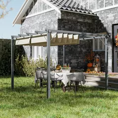 Outsunny 3 x 3 m Retractable Roof Pergola - Grey - 2