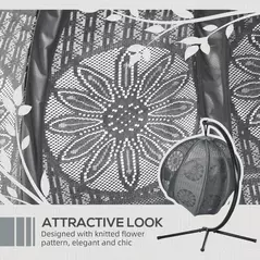 Outsunny Round Egg Basket Chair, with Steel Stand, Charcoal Grey - 5