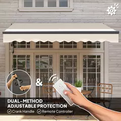 Outsunny 2.5 x 3m Electric/Manual Awning, with Remote - Beige - 4
