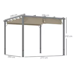 Outsunny 3 x 3 m Retractable Roof Pergola - Grey - 3