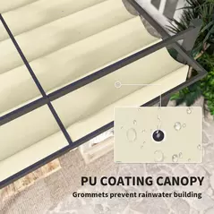 Outsunny 3 x 3m Aluminium Pergola, with Retractable Roof - Grey/Khaki - 5