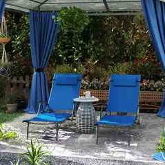 Outsunny Set of Two Adjustable Back Sun Loungers - Blue - 2