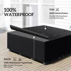 Outsunny 600D Oxford Outdoor Garden Furniture Sofa Set Cover, Waterproof Anti-UV Rattan Sun Lounger Protection Protector Cover, 225L x 210W x 70Hcm, Black - 5