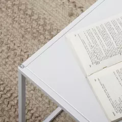 HOMCOM Square Nesting Coffee Table Set of 2, Modern Nest of Tables, Sofa Side Tables with Steel Frame for Living Room, Bedroom, Small Space, White - 9