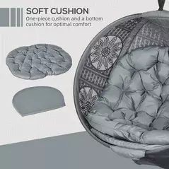 Outsunny Round Egg Basket Chair, with Steel Stand, Charcoal Grey - 4