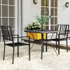Outsunny Set of Two Minimal Metal Garden Chairs - Black - 9