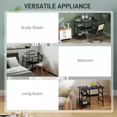 HOMCOM Compact Computer Desk with Storage Shelves, Study Table with Bookshelf, PC Table Workstation for Home Office, Study, Easy Assembly, 106 x 51cm, Black - 6