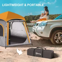 Outsunny Instant Pop Up Camping Tent, 2/3/4 Person Easy Setup Dome Family Tent with Vestibule, Rainfly, 4 Mesh Windows & 2 Doors, Hexagonal Design, Waterproof & UV Protected, Light Grey - 8