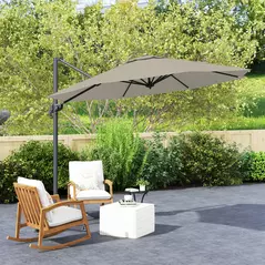 Outsunny 3 m Five-Angle Cantilever Parasol - Light Grey - 9