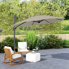 Outsunny 3 m Five-Angle Cantilever Parasol - Light Grey - 9