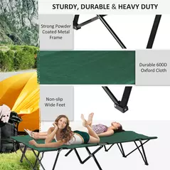 Outsunny Double Camping Cot Bed, with Bag - Green - 4