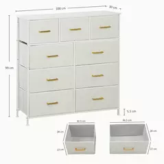 HOMCOM Chest of Drawers with 9 Fabric Drawers, Boucle Storage Organiser with Steel Frame, Fabric Dresser for Bedroom, Living Room, Hallway, Cream White - 3