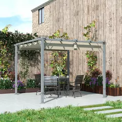 Outsunny 3 x 3 m Retractable Roof Pergola - Grey - 8