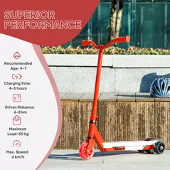 AIYAPLAY Electric Scooter for Kids Aged 4-7 Years, with Flashing LED Lights, Rear Auxiliary Wheels, Red - 8