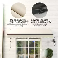 Outsunny 2.5 x 3m Electric/Manual Awning, with Remote - Beige - 5