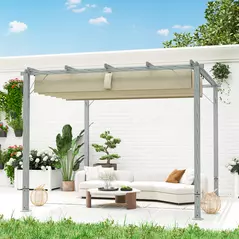 Outsunny 3 x 3 m Retractable Roof Pergola - Grey - 9