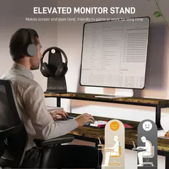 HOMCOM Industrial 'L' Shaped Multi-Work Desk - Brown - 5