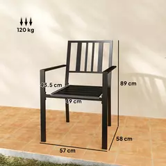 Outsunny Set of Two Minimal Metal Garden Chairs - Black - 3