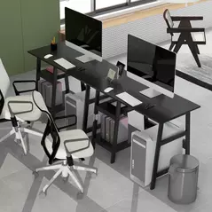 HOMCOM Compact Computer Desk with Storage Shelves, Study Table with Bookshelf, PC Table Workstation for Home Office, Study, Easy Assembly, 106 x 51cm, Black - 7