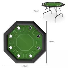 SPORTNOW 8 Player Folding Poker Table, Portable Octagon Blackjack Table with Cup Holders, Padded Edge, Green - 3