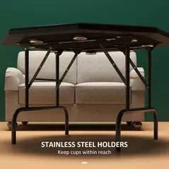 SPORTNOW 8 Player Folding Poker Table, Portable Octagon Blackjack Table with Cup Holders, Padded Edge, Green - 7