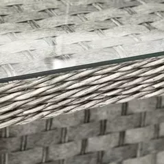 Outsunny Seven-Piece Firepit Table Rattan Sofa Set - Grey - 7