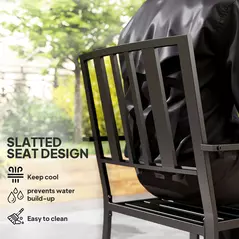 Outsunny Set of Two Minimal Metal Garden Chairs - Black - 4