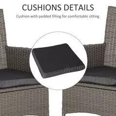 Outsunny Set of Four Rattan Armchairs, with Cushions - Grey - 6