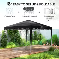 Outsunny 3 x 3cm Adjustable Height Pop-Up Gazebo, with Bag - Black - 5