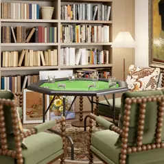 SPORTNOW 8 Player Folding Poker Table, Portable Octagon Blackjack Table with Cup Holders, Padded Edge, Green - 8