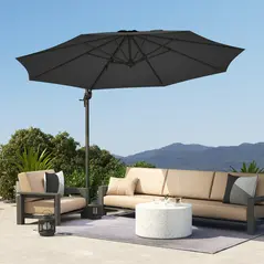 Outsunny 3 x 3m Overhanging Cantilever Parasol - Black - 8