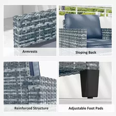 Outsunny Single Rattan Armchair, with Cushions - Light Grey - 6