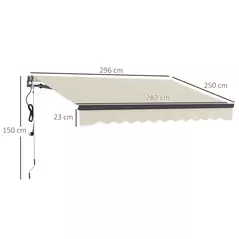 Outsunny 2.5 x 3m Electric/Manual Awning, with Remote - Beige - 3