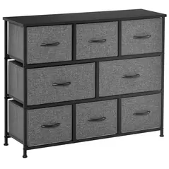 HOMCOM Chest of Drawers with 8 Foldable Drawers, 3-Tier Fabric Bedroom Dresser, Clothes Storage Unit for Bedroom Living Room, Dark Grey - 1