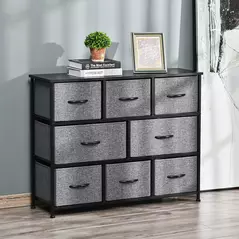 HOMCOM Chest of Drawers with 8 Foldable Drawers, 3-Tier Fabric Bedroom Dresser, Clothes Storage Unit for Bedroom Living Room, Dark Grey - 2
