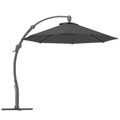 Outsunny 3(m) Garden Cantilever Parasol, Round Overhanging Umbrella with Crank Handle, Cross Base, Aluminium Frame and 360° Rotation, Banana Patio Umbrella for Outdoor Sun Shade, Grey - 1