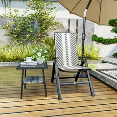 Outsunny Rattan Reclining Garden Chairs - Grey - 9