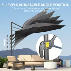 Outsunny 3 x 3m Overhanging Cantilever Parasol - Black - 5