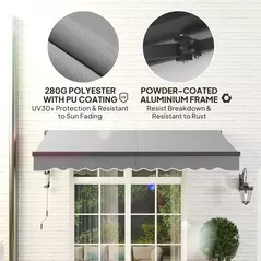 Outsunny 3 x 2.5m Electric Awning with Remote Controller, Aluminium Frame DIY Retractable Awning, UV30+ Sun Shade Canopy for Garden Patio Deck Door Window, Light Grey - 5