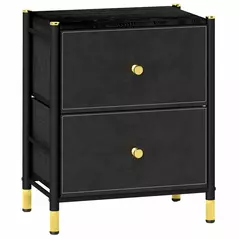 HOMCOM Faux Leather Bedside Table - Black - 1