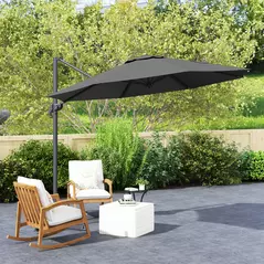 Outsunny 3 x 3m Overhanging Cantilever Parasol - Black - 9