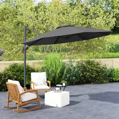 Outsunny 3 x 3m Overhanging Cantilever Parasol - Black - 9