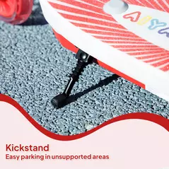 AIYAPLAY Electric Scooter for Kids Aged 4-7 Years, with Flashing LED Lights, Rear Auxiliary Wheels, Red - 9